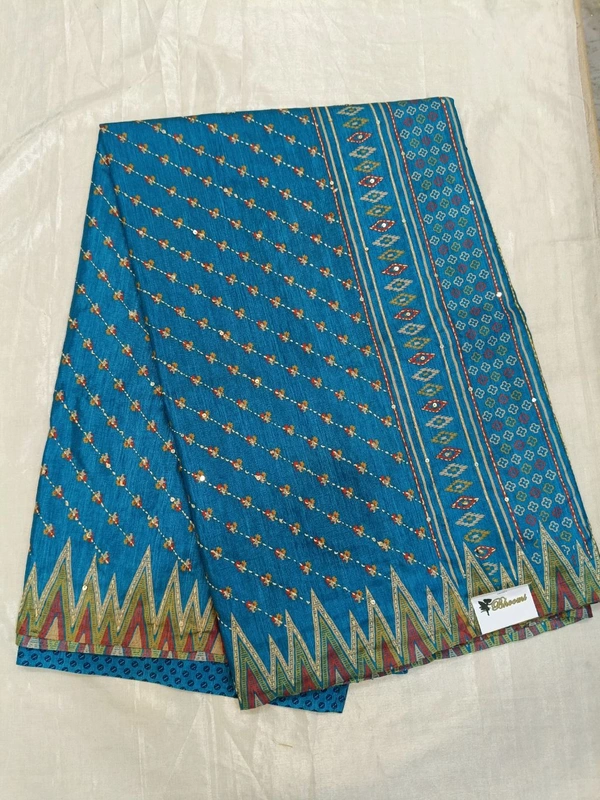 soft silk kantha - sky blue