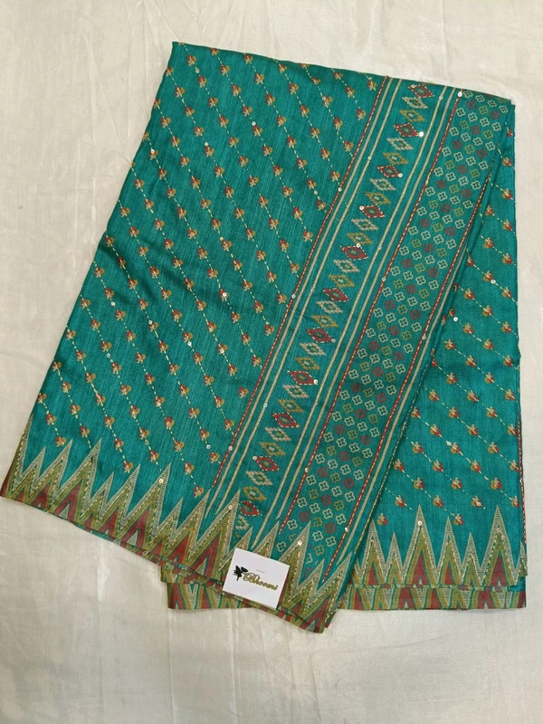 soft silk kantha - ocean green