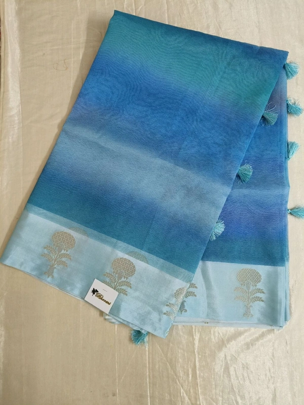 pure organza digital - ocean blue