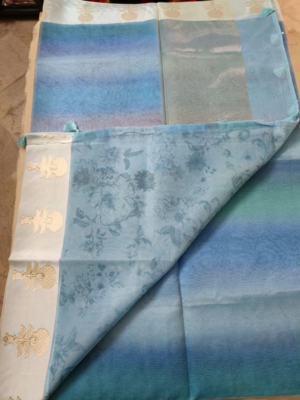 pure organza digital - ocean blue