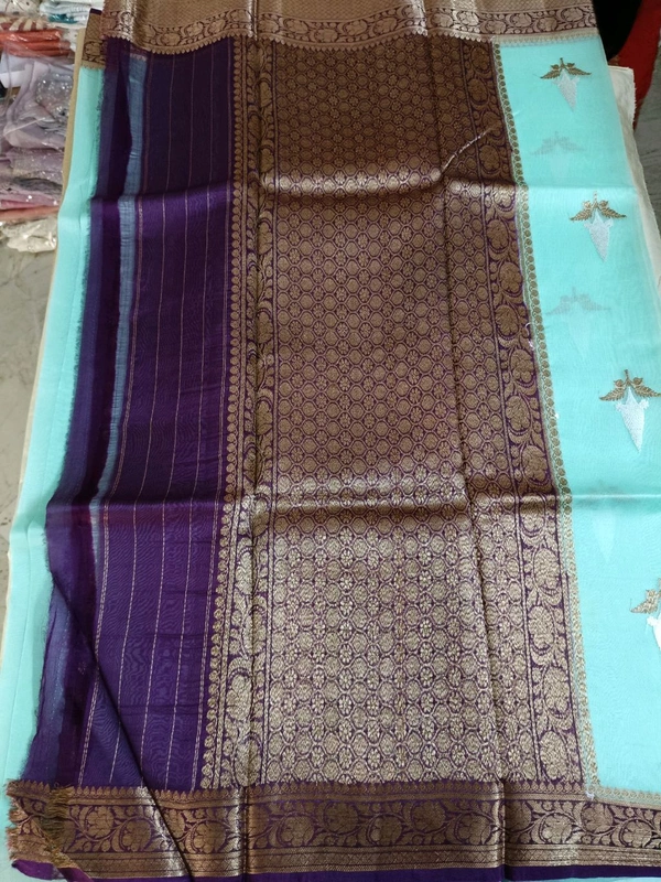 Pure Organza Handloom - sea blue