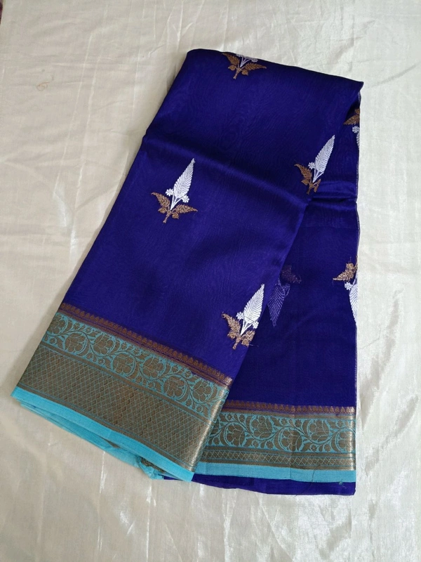 Pure Organza Handloom - Navy Blue