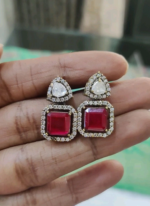 Victorian Earrings  - Red