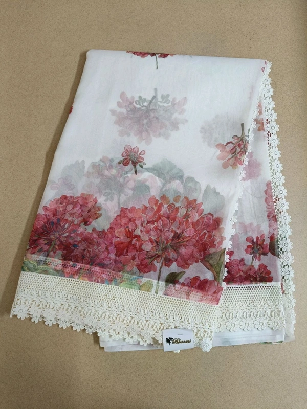 Soft Organza - white with peach