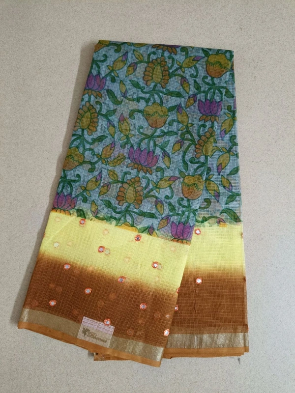 Pure Cotton Kota - Brown, Flowers