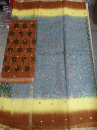 Pure Cotton Kota - Brown, Flowers