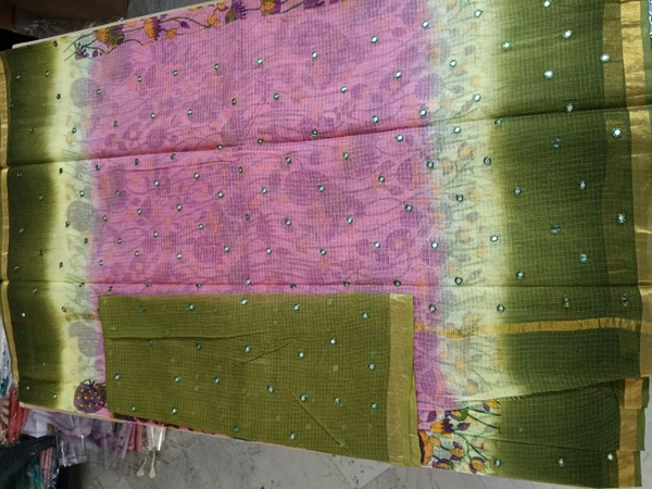 Pure Cotton Kota - Green, Peacocks