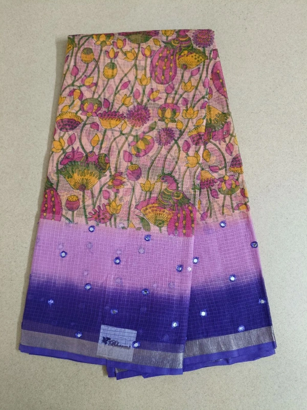 Pure Cotton Kota - violet, Peacocks