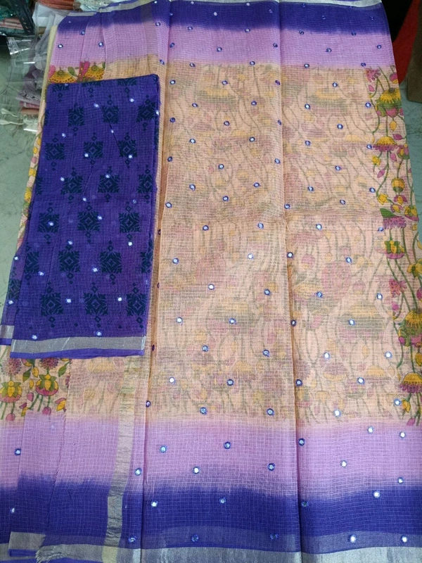 Pure Cotton Kota - violet, Peacocks