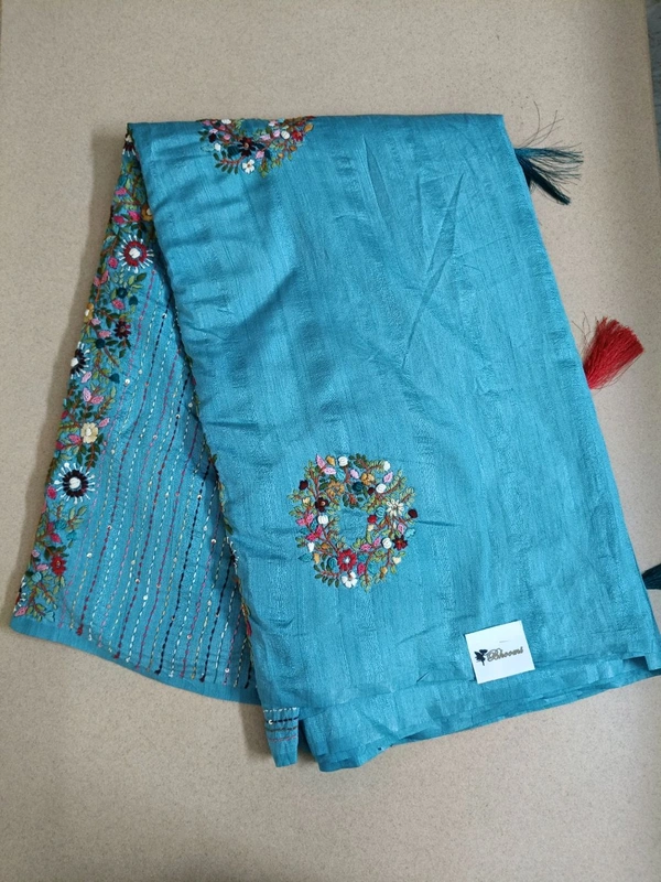Soft Tusser Work - sky blue