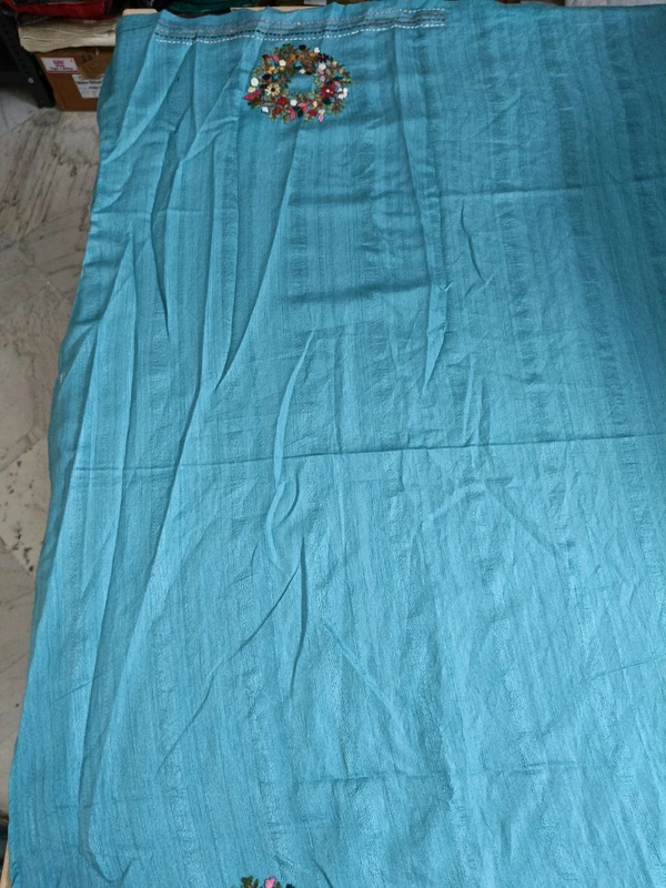 Soft Tusser Work - sky blue