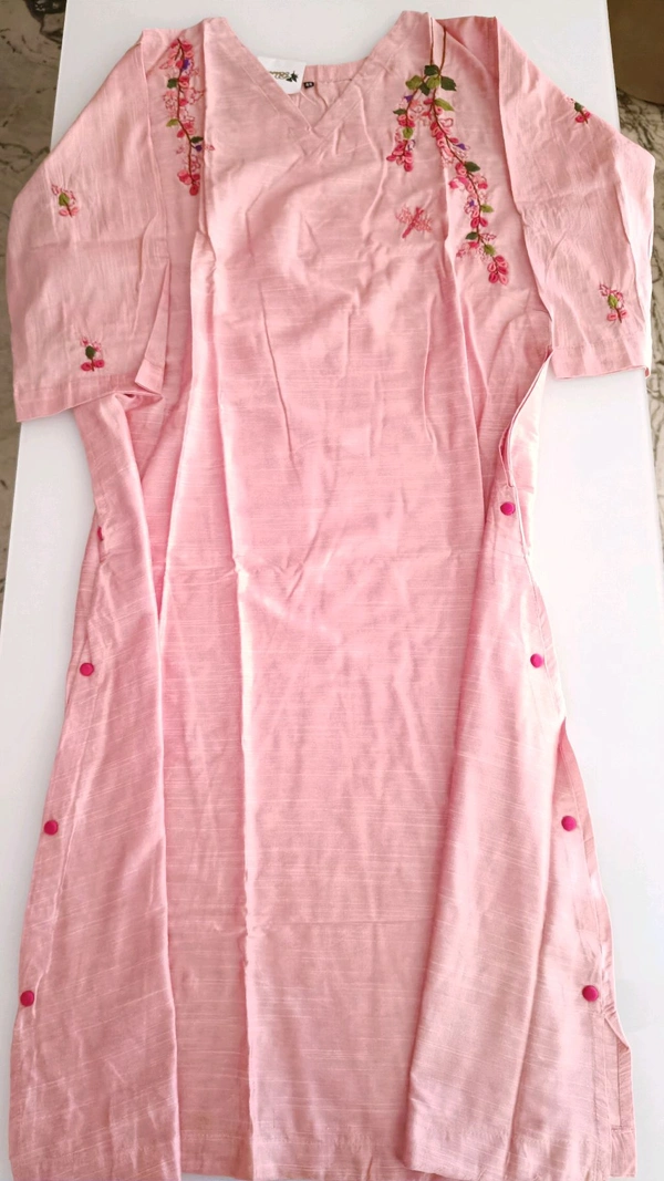 Soft Tusser Handwork Kurti - Sundown, 40