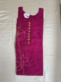 Soft Tusser Handwork Kurti - dark pink, 40