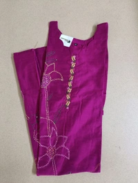 Soft Tusser Handwork Kurti - dark pink, 38
