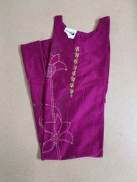 Soft Tusser Handwork Kurti - dark pink, 42