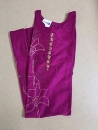 Soft Tusser Handwork Kurti - dark pink, 44