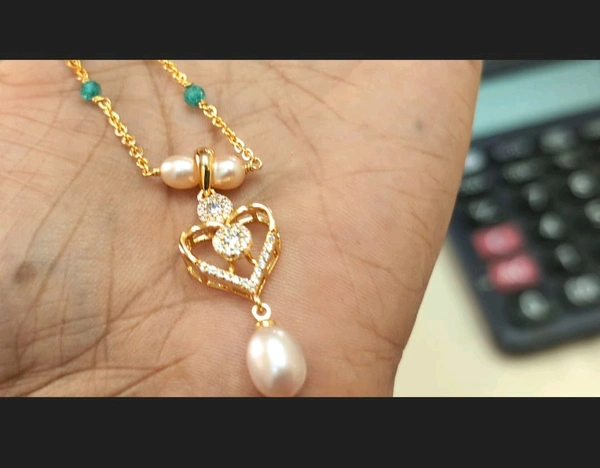 Real Pearls With Pendent Diamond Copy