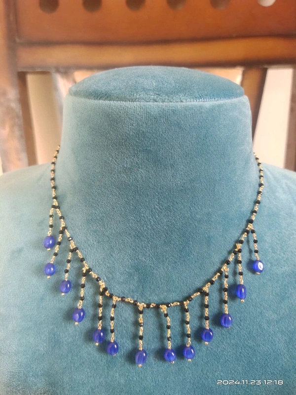 Black Beads - Blue