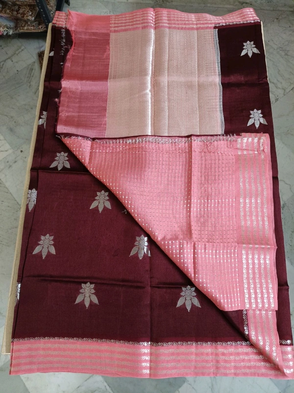 Pure Raw Silk - brown pink
