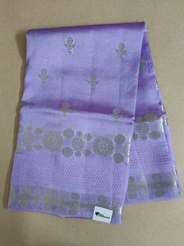 Pure Raw Silk Jaal Weaving - violet