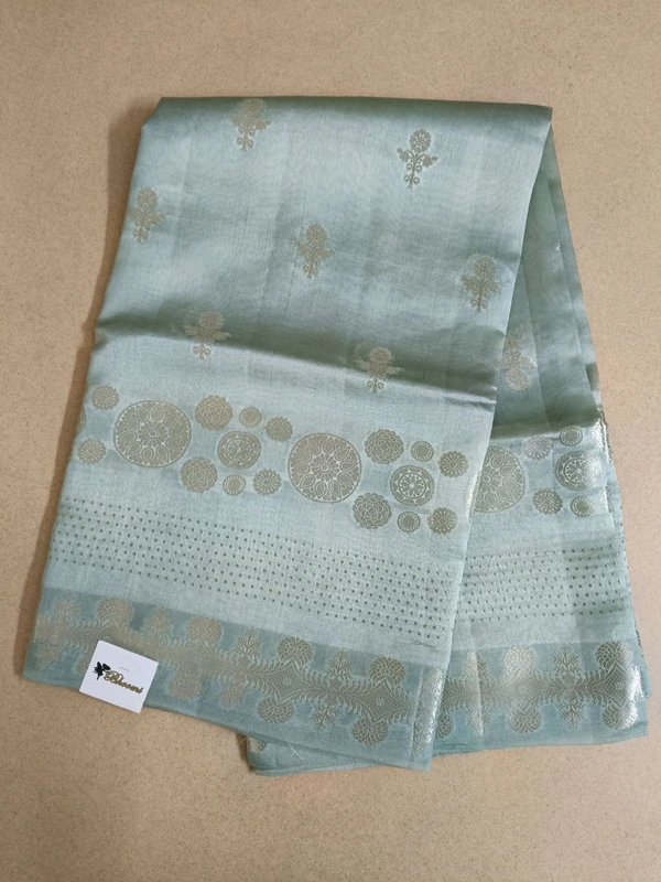 Pure Raw Silk Jaal Weaving - sea green