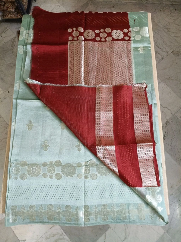 Pure Raw Silk Jaal Weaving - sea green