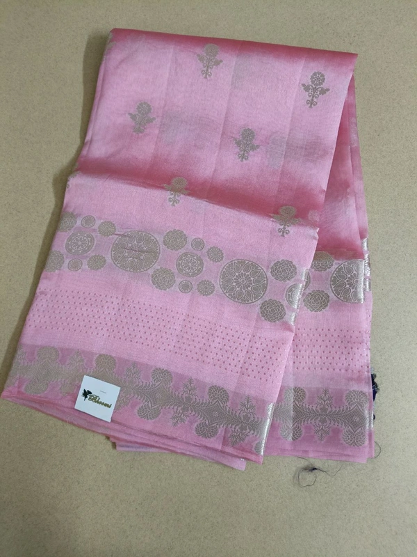Pure Raw Silk Jaal Weaving - pink