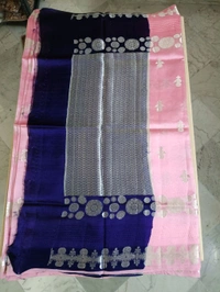 Pure Raw Silk Jaal Weaving - pink
