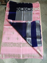 Pure Raw Silk Jaal Weaving - pink