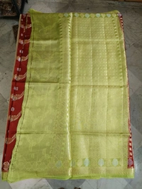 Pure Raw Silk Jaal Weaving - Red