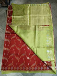 Pure Raw Silk Jaal Weaving - Red