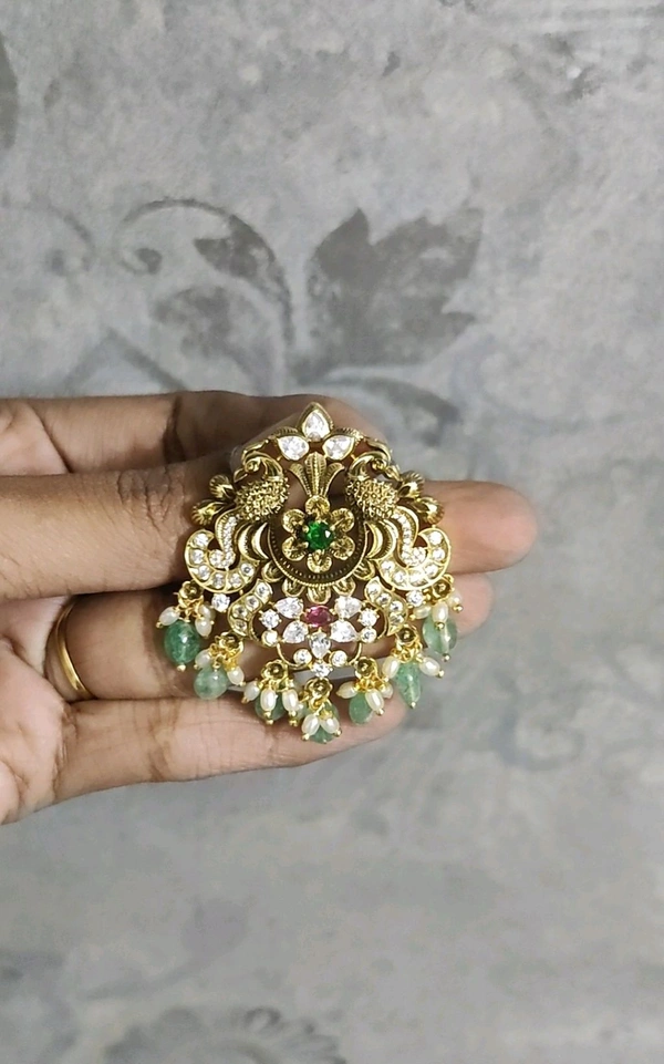 Pendant With Antique Victorian Finishing  - Green