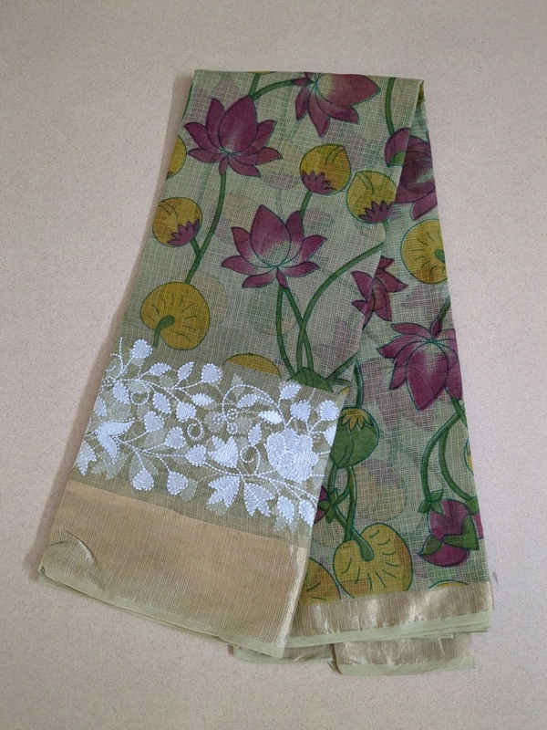 pure silk kota pythani - olive