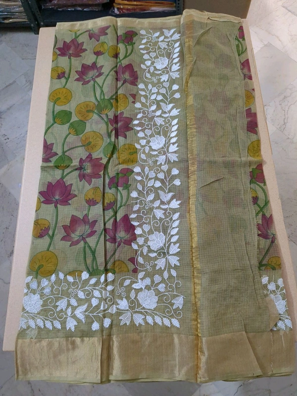 pure silk kota pythani - olive
