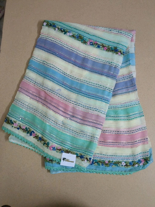 Pure Georgette Handwork - sea green 1