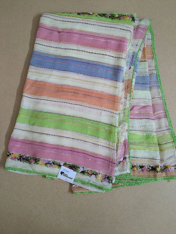 Pure Georgette Handwork - green 3