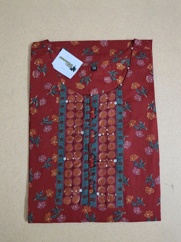 pure jaipur cotton Top - Maroon, 44