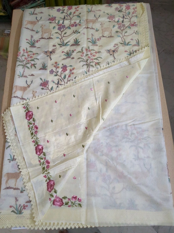 Designer Silk Kota - Cream