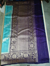Pure Handloom Raw Silk - sea blue