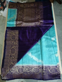 Pure Handloom Raw Silk - sea blue