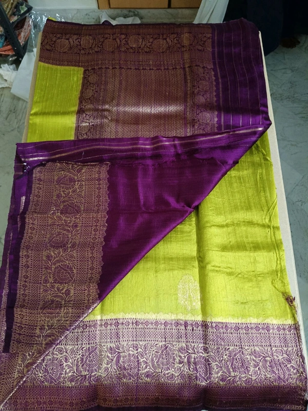 Pure Handloom Raw Silk - lemon yellow