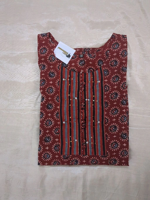 Pure Jaipur Cotton Top - maroon circles, 38