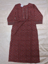 Pure Jaipur Cotton Top - maroon circles, 40