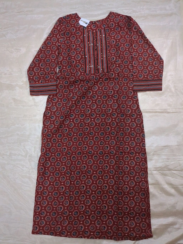 Pure Jaipur Cotton Top - maroon circles, 40