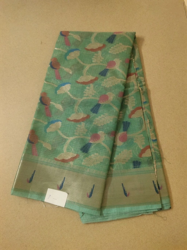 silk kota weaving - sea green