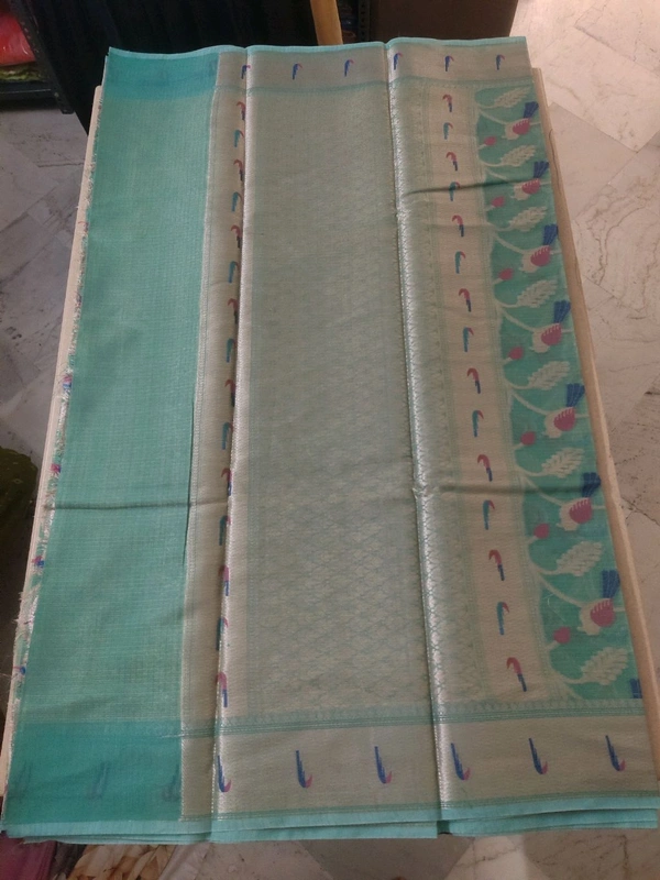 silk kota weaving - sea green