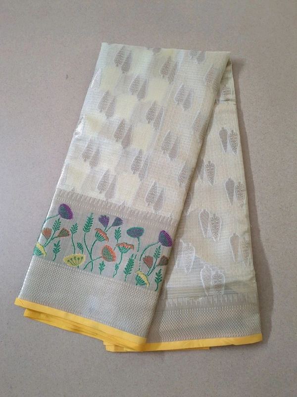 pure silk kota pythani - Cream