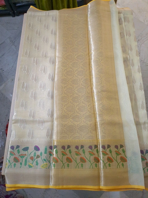 pure silk kota pythani - Cream