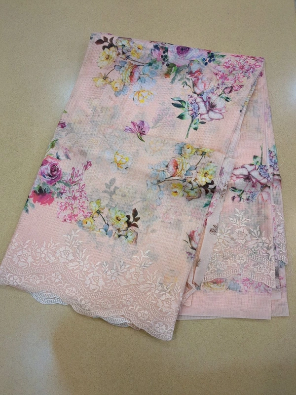 silk kota embroidary - pink