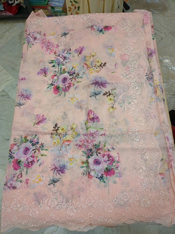 silk kota embroidary - pink